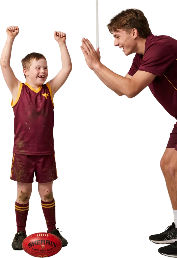 Starkick player celebrating a goal with his buddy